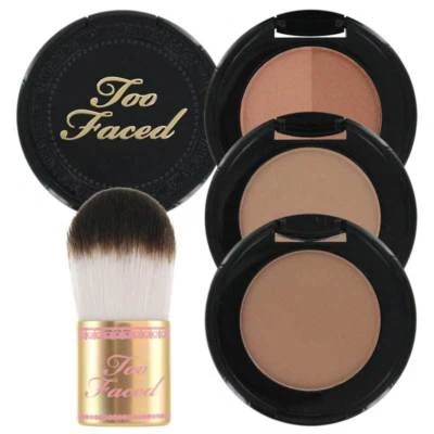 Too Faced Passport to Bronze Deluxe Bronzers & Flatbuki Brush Set NIB - Image 1 of 4