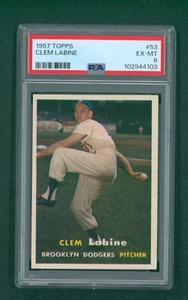 1957 Topps Baseball Card - #53 Clem Labine, PSA 6 EXMT - Picture 1 of 2
