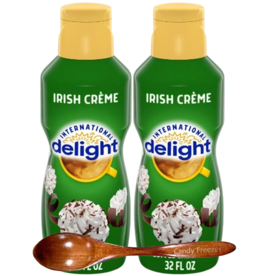 Crema de café líquida crema irlandesa Int'l Delight 32 oz. 2 paquetes con cuchara de madera Foto 1 de 1