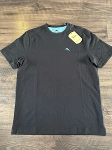 Camiseta Tommy Bahama Para Hombres Negra/Aqua Acanalada Cuello Redondo $59.50 Mediana Nueva Con Etiquetas - Imagen 1 de 4