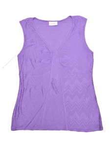 Top size 12 Petite - Wallis - Lavender Fine Patterned Jersey Sleeveless - Picture 1 of 5