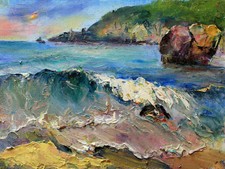 Painting oil  Unknown Artist  2019 " Wave "   30/ 40 cm 12 /16  inch