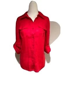 Tory Burch Leinenbluse rot Knopfleiste Größe 6 - Bild 1 von 14