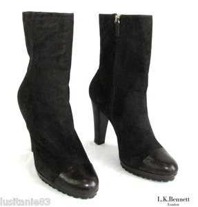 LK BENNETT Stiefletten Absätze 11 CM Klein Plattform Leder Brown Choco 41 - - Bild 1 von 10