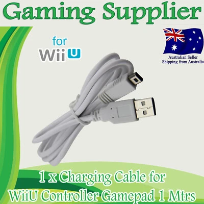 USB Data Charging Charger Cable Cord for Nintendo WII U Gamepad Controller - Image 1 of 4