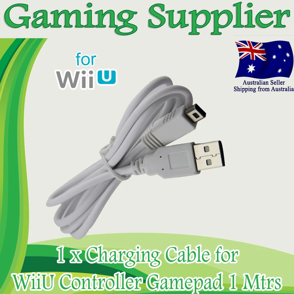 USB Data Charging Charger Cable Cord for Nintendo WII U Gamepad Controller - Image 1 of 4