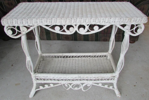 Victorian Shabby Chic Wicker Console Table/Reproduction Cover
