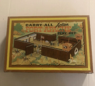 1968 Marx Fort Apache Carry-All Action Play Set Toy Indians, Soldiers & Acs. - Image 1 of 4