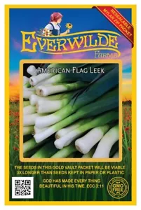 1000 American Flag Leek Seeds - Everwilde Farms Mylar Seed Packet - Picture 1 of 3