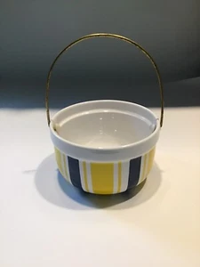 Vintage Basket Style White Yellow Blue Planter Plant Pot Flower Pot 5.5” NOS - Picture 1 of 10