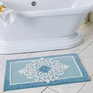 Griffin Rectangle Bath Rug Sky Blue 34 x 21 - Picture 1 of 3