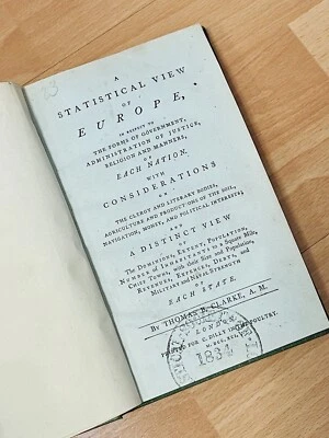 1791 Very Rare Antique STATISTICAL VIEW OF EUROPE ROYAL SOCIETY STATS Demography - Image 1 of 4