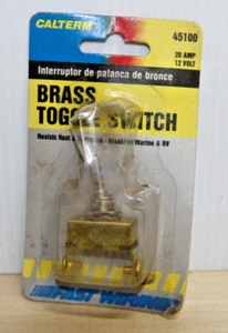 Brass Toggle Switch Hd On/Off 20A, Part 45100, by Calterm NOS - Picture 1 of 2