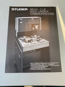 ORIGINAL VINTAGE STUDER A80 VU 3LB VIDEO LAYBACK TONBANDMASCHINE PROSPEKT - Picture 1 of 2
