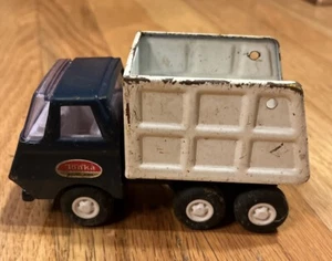 Vintage Tonka Mini Garbage Dump Truck Toy Dark Blue/ White Pressed Metal 5" - Picture 1 of 8