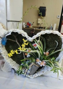 HEART SHAPED HEAVY WICKER BASKET DOOR OR WALL HANGING - Picture 1 of 12