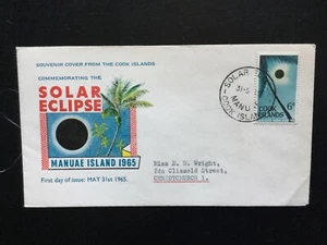 COOK ISLAND 1967 Sonnenfinsternis FDC, Boric Marke, nach Christchurch NZ (P135) - Bild 1 von 1