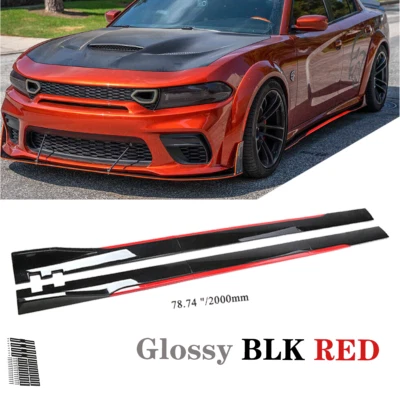 For Dodge Attitude 78.7" Red Side Skirt Extension Body Kit Lip Splitters Foto 1 de 4