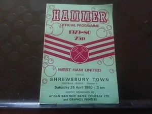 West Ham United v Shrewsbury Town April 1980 Programme - Picture 1 of 2
