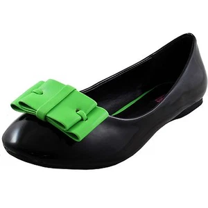 Nuevos zapatos para mujer ballet plano bailarina sintética informal verano negro verde arco - Imagen 1 de 5