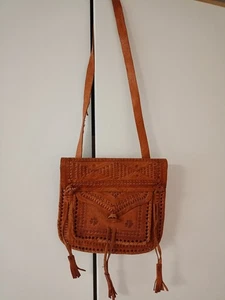 Vintage Marokkanische Schultertasche Echtleder Handarbeit - Bild 1 von 18