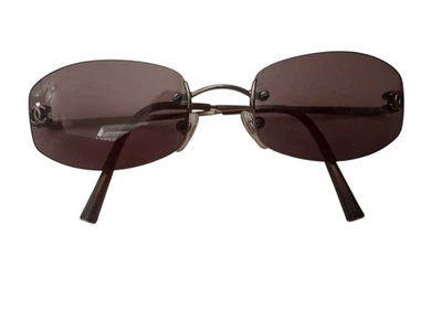 Chanel 4002 116/75 Rimless CC Sunglasses 54-19-130 Rose Gold Brown Italy Y2K - Image 1 of 4