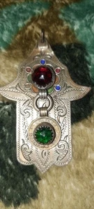 This Item Hand Works Silver AND RUBIN AND GREEN LAZURIT WW2 1945 VERY NICE ITEM - Picture 1 of 5