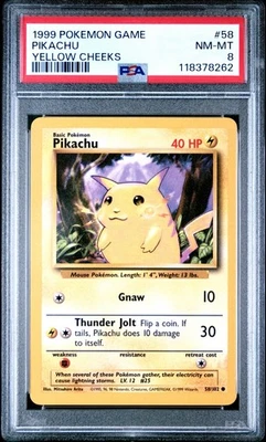 1999 POKEMON GAME BASE SET UNLIMITED 58 PIKACHU YELLOW CHEEKS PSA 8 NM-MT - Image 1 of 2