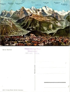 Switzerland Bern Thun Thunder-See Bernese Oberland Mountains Map VTG Postcard - Picture 1 of 1