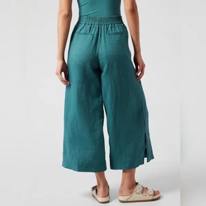 Pantalones cortos anchos 100 % lino cintura elástica talla 4 Athleta Green Playa - Imagen 1 de 13