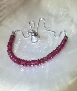 Ruby Beaded Sterling Silver Slider Bracelet - Picture 1 of 3