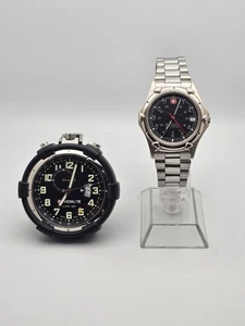 Wenger Pocket Travel Alarm and Unisex Analog Date Silvertone Watch Stainless🔥👀 - Picture 1 of 18
