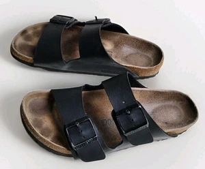 Sandalias Birkenstock Arizona para mujer 8 EE. UU. (39 UE) cuero negro informales sin cordones - Imagen 1 de 7