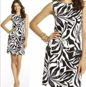 LILLY PULITZER Forsythia Black White Sneak A Peek embellished shift dress Sz 8 ✨ - Picture 1 of 12