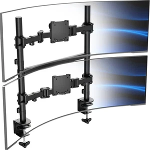 VIVO Dual Ultrawide Stacked Monitor Desk Mount, 2 Poles, 2 Screens up to 57" - Picture 1 of 8