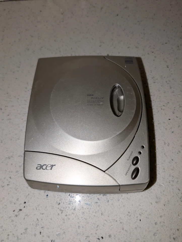 Acer CDRW miniRW 24x10x32 portable CD Rewriter, Untested For Parts  - Image 1 of 4