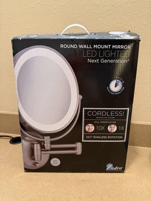 Espejo inalámbrico Zadro LEDW410 acabado níquel satinado montaje en pared redondo luz LED NUEVO Foto 1 de 4