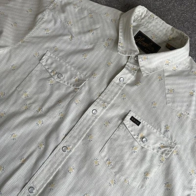 Howler Brothers Pearl Snap Shirt Vintage Grid Floral Men’s Size XL Cream White - Image 1 of 4