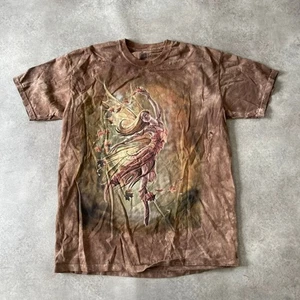 The Mountain T-Shirt Mens L Y2K Graphic Fairy Dyed Vintage Top, Brown - Picture 1 of 8