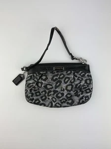 Coach Silver & Black Leopard Ocelot Print Wristlet Purse - Picture 1 of 7