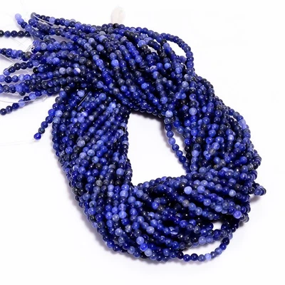 Piedras preciosas de sodalita natural forma redonda cuentas lisas 4x4,5 mm hilo 15" AB615 Foto 1 de 3
