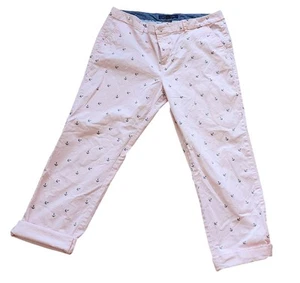 Women's Preppy Pants Size 14 Petal Pink All Over Print Coastal Tommy Hilfiger - Picture 1 of 8