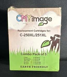 CMYimage Replacement Cartridges For C-250XL/251XL Combo Pack Of 5 Used For Canon - Picture 1 of 2