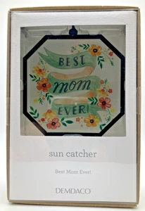Sun Catcher By Demdaco, Best Mom Ever, 3" x 3", Black Ribbon Hanger, Brand New - Picture 1 of 6