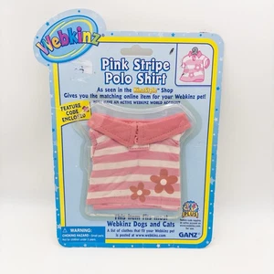 Webkinz Pink Stripe Polo Shirt Dogs Cats NEW KinzStyle Code Accessory Clothes - Picture 1 of 3