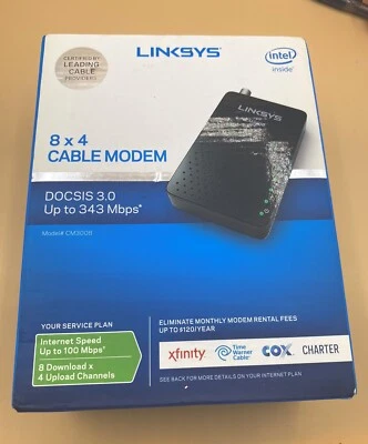 Linksys Model CM3008 Cable Modem DOCSIS 3.0 Bonded Channels Up To 343 Mbps - Image 1 of 2