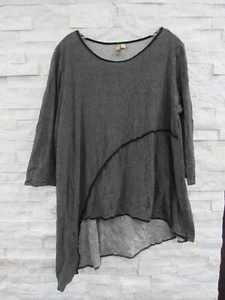 Comfy USA Black White Micro Jersey Crush Asymmetrical Funky Artful Tunic Top S - Picture 1 of 4
