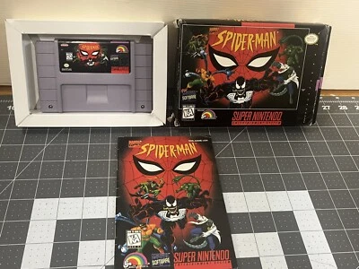 Spider-Man (SNES) Super Nintendo.  CIB, manual, insert, box. - Image 1 of 4