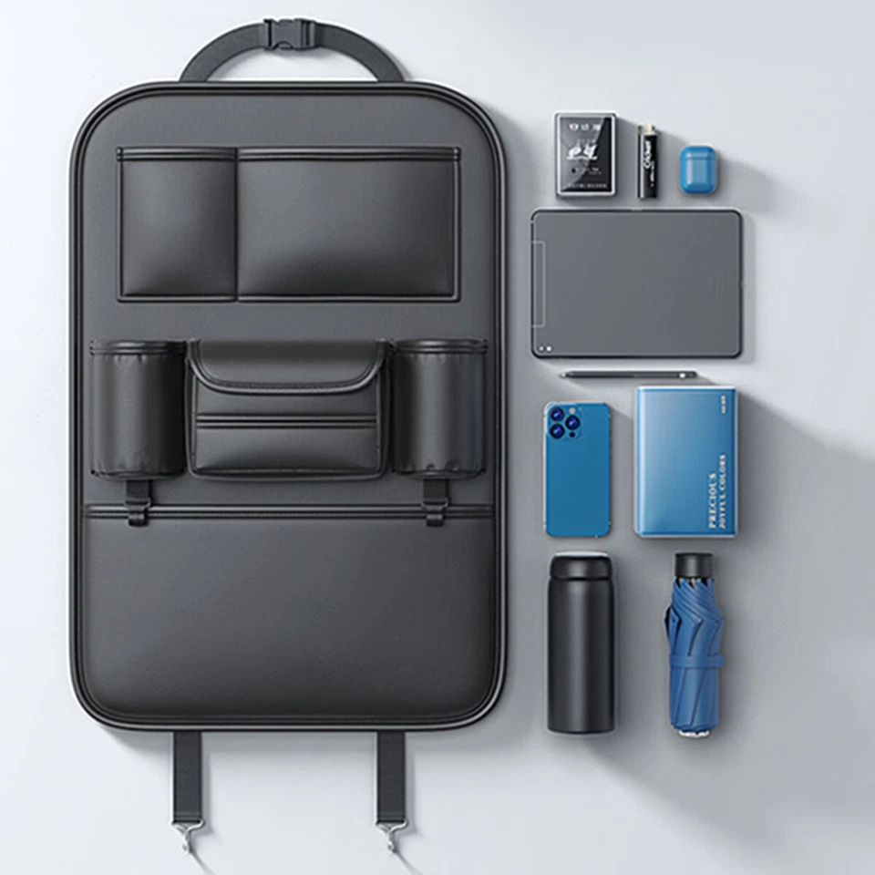 Organizador de Bolsillo Colgante Asiento Trasero de Coche Bolsa de Almacenamiento Cuero PU Organizador Soporte Foto 1 de 4