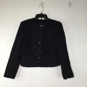 Pendleton Blazer Jacket Women Size 11/12 Black 100% Virgin Wool Button-Up - Picture 1 of 11
